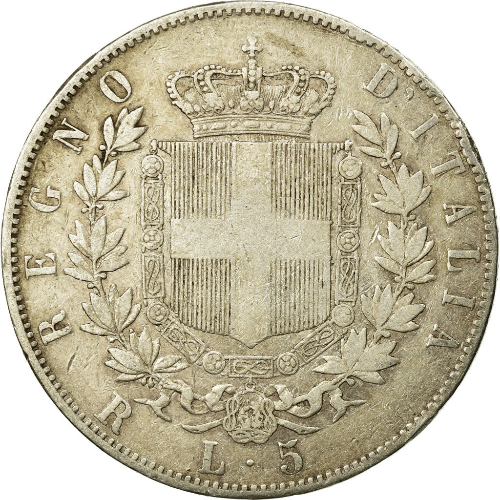Coin, Italy, Vittorio Emanuele II, 5 Lire, 1878, Rome, EF(40-45), Silver, KM:8.4