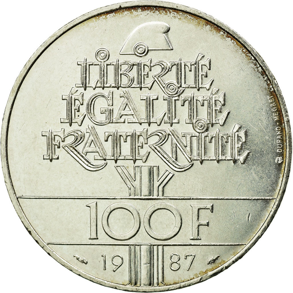 Coin, France, Lafayette, 100 Francs, 1987, Paris, AU(55-58), Silver, KM:962