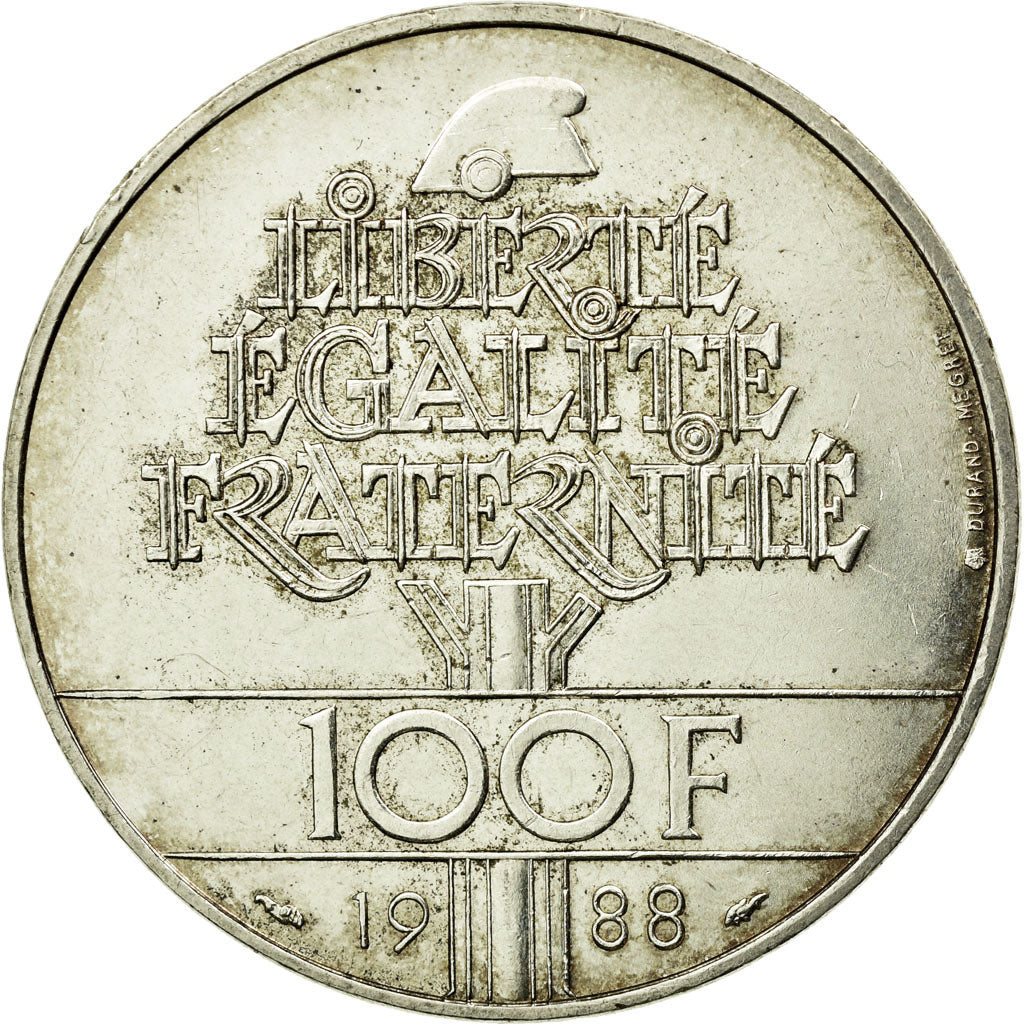 Monnaie, France, Fraternité, 100 Francs, 1988, Paris, SUP, Argent, Gadoury:903