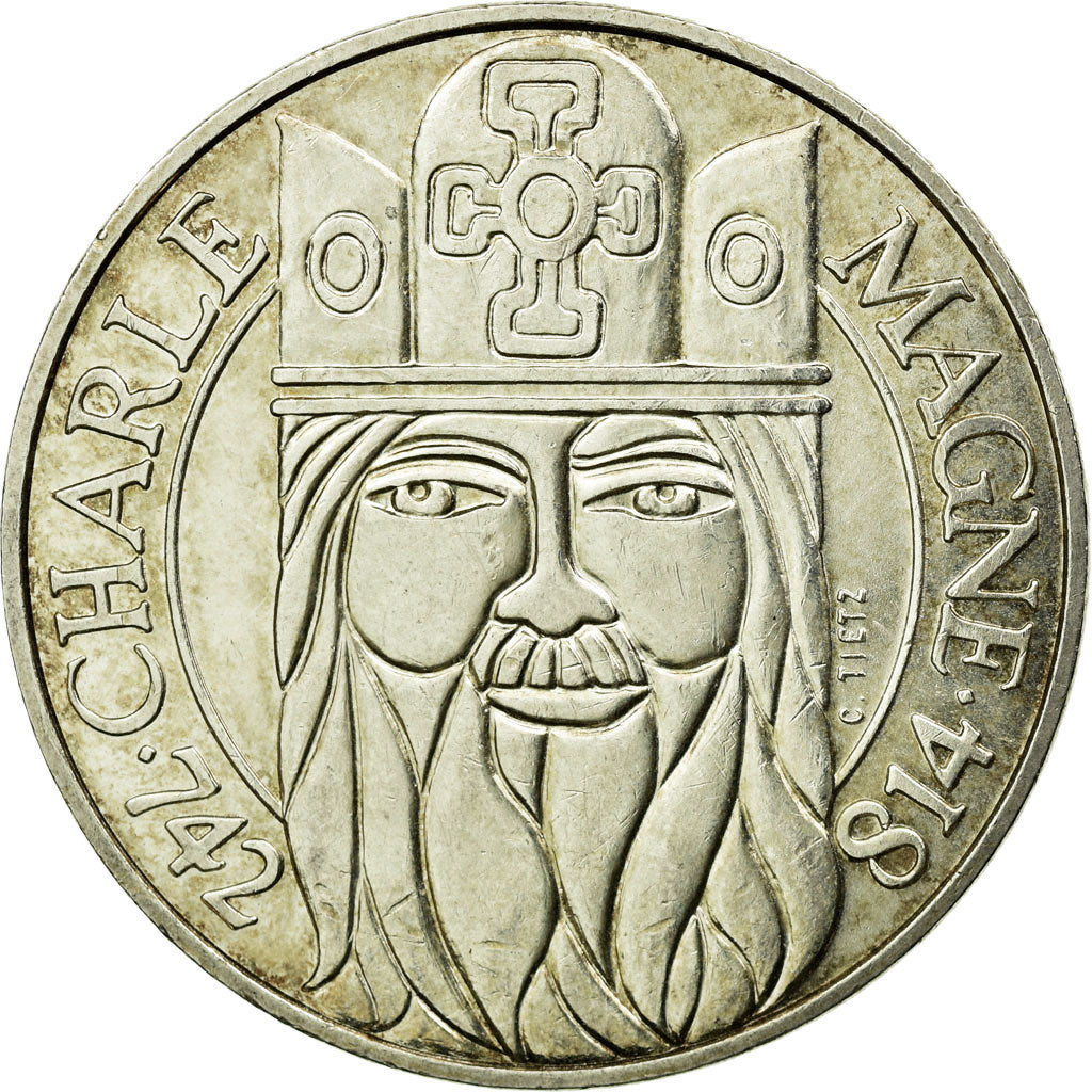 Coin, France, Charlemagne, 100 Francs, 1990, Paris, AU(55-58), Silver, KM:982