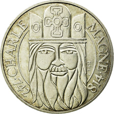 Coin, France, Charlemagne, 100 Francs, 1990, Paris, AU(55-58), Silver, KM:982
