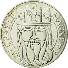 Coin, France, Charlemagne, 100 Francs, 1990, Paris, AU(55-58), Silver, KM:982
