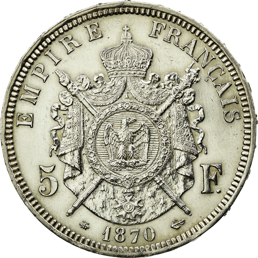 Munten, Frankrijk, Napoleon III, 5 Francs, 1870, Paris, ZF+, KM 799.1