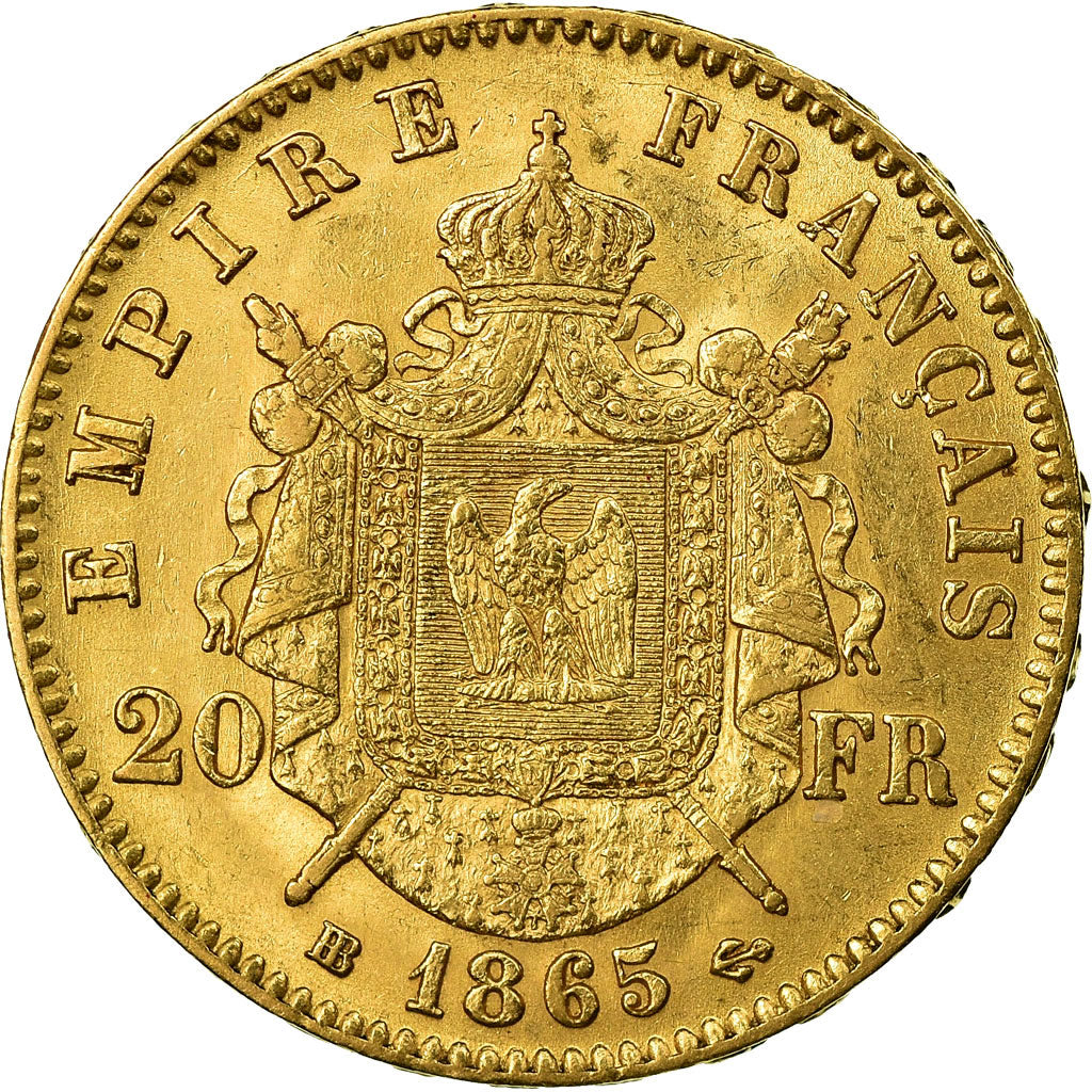 Monnaie, France, Napoléon III, 20 Francs, 1865, Strasbourg, SUP