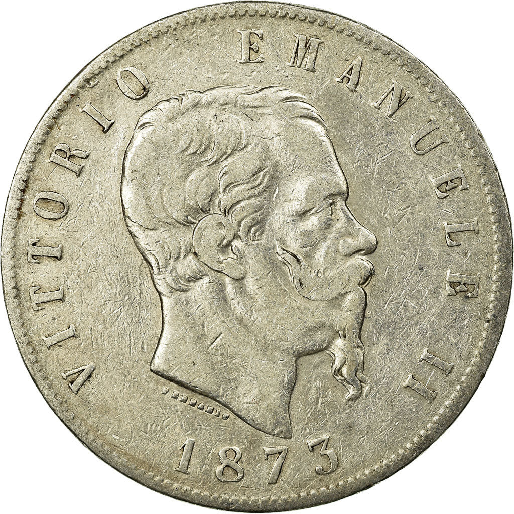 Monnaie, Italie, Vittorio Emanuele II, 5 Lire, 1873, Milan, TB, Argent, KM:8.3