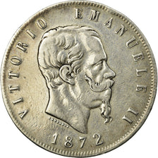 Moneta, Italia, Vittorio Emanuele II, 5 Lire, 1872, Milan, BB, Argento, KM:8.3