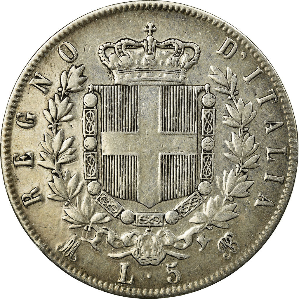 Moneta, Italia, Vittorio Emanuele II, 5 Lire, 1872, Milan, BB, Argento, KM:8.3