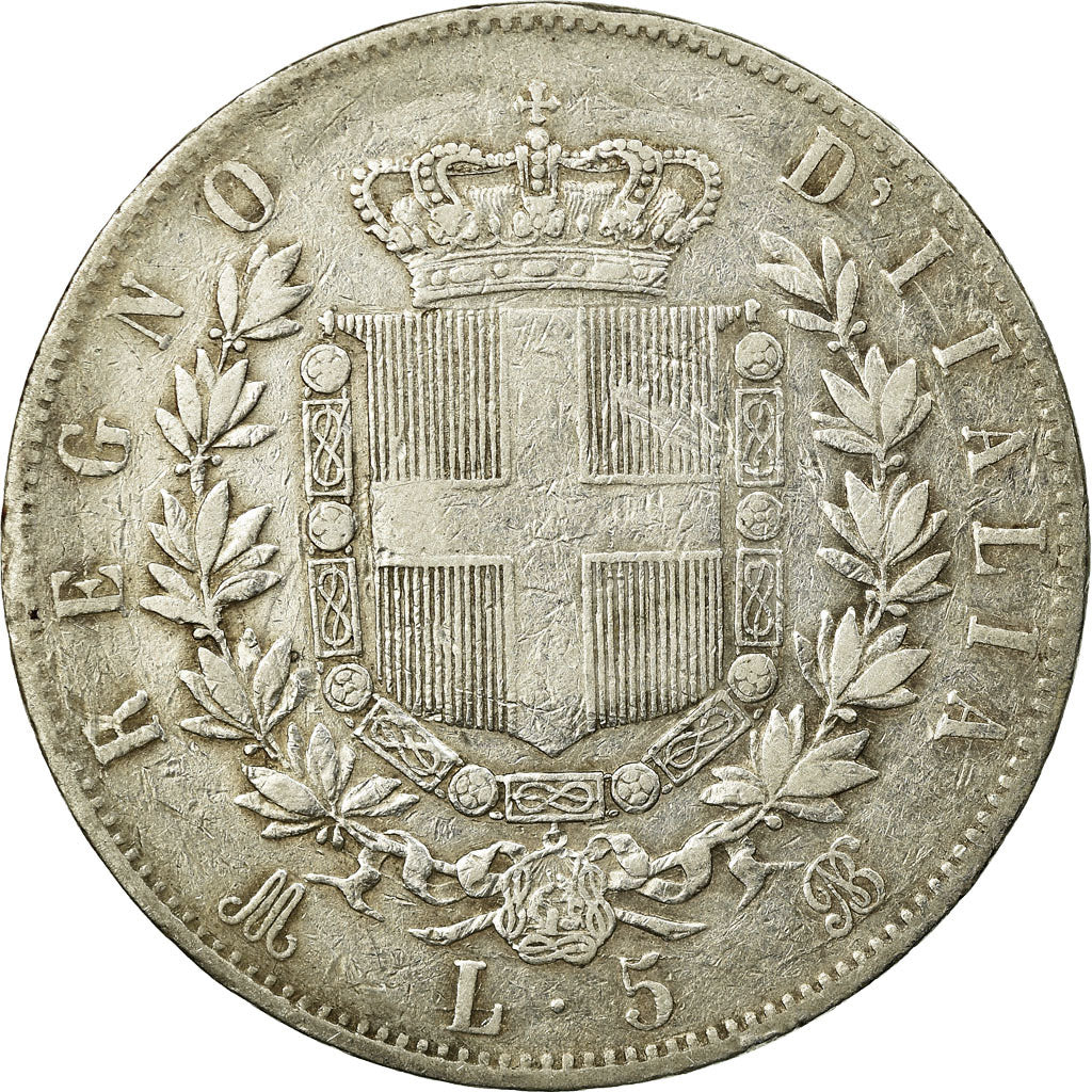 Coin, Italy, Vittorio Emanuele II, 5 Lire, 1871, Milan, VF(30-35), Silver