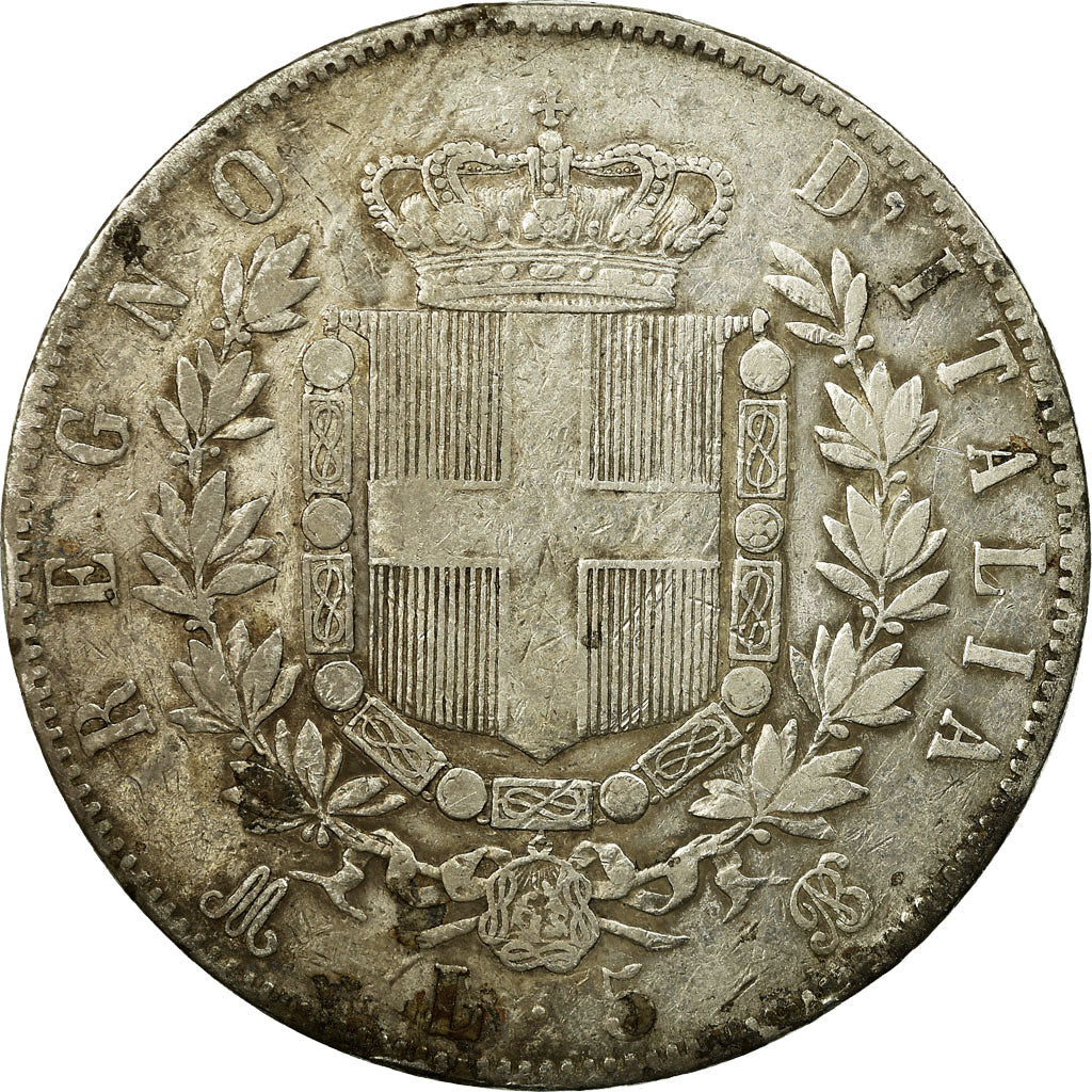 Monnaie, Italie, Vittorio Emanuele II, 5 Lire, 1871, Milan, TB, Argent, KM:8.3