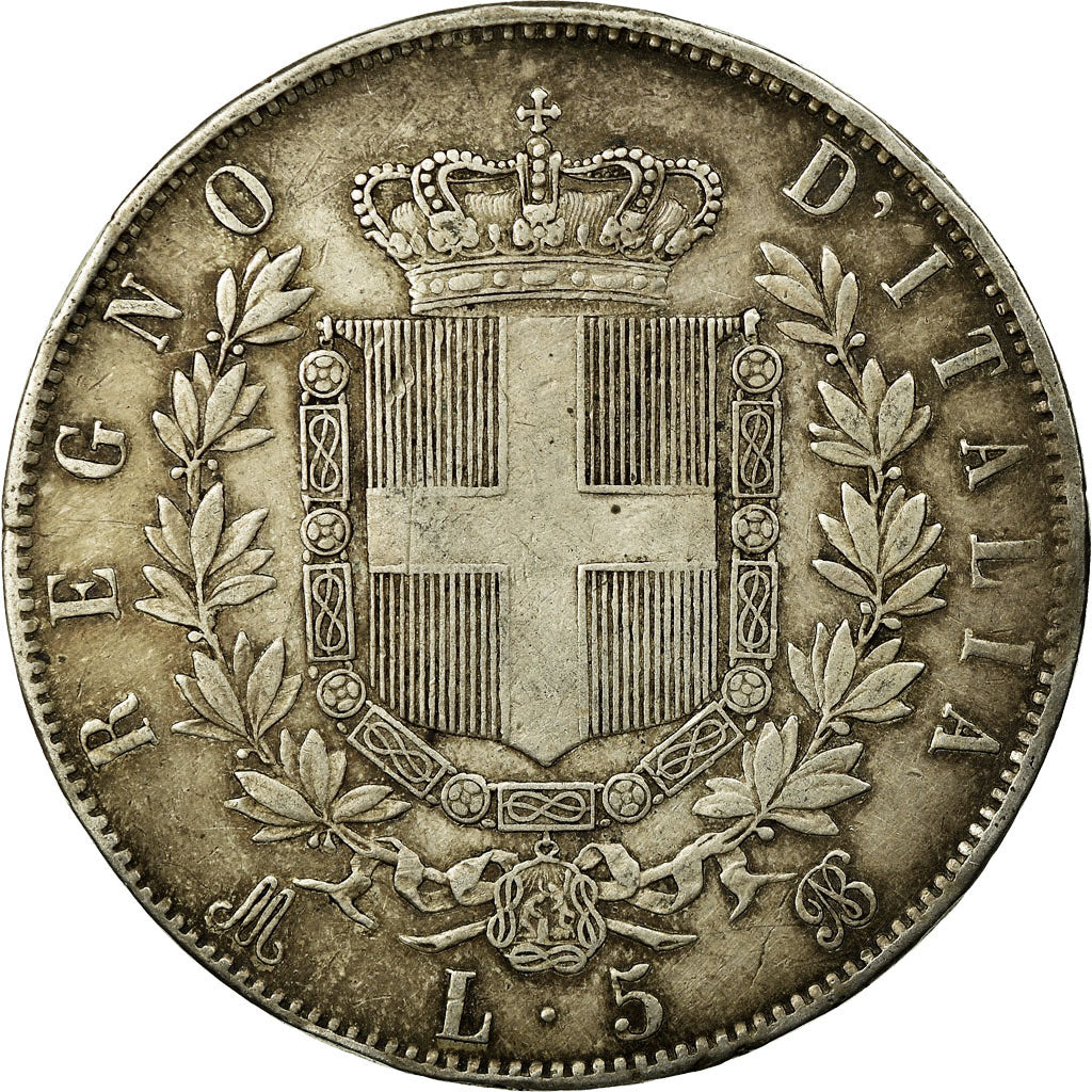 Munten, Italië, Vittorio Emanuele II, 5 Lire, 1869, Milan, ZF, Zilver, KM:8.3