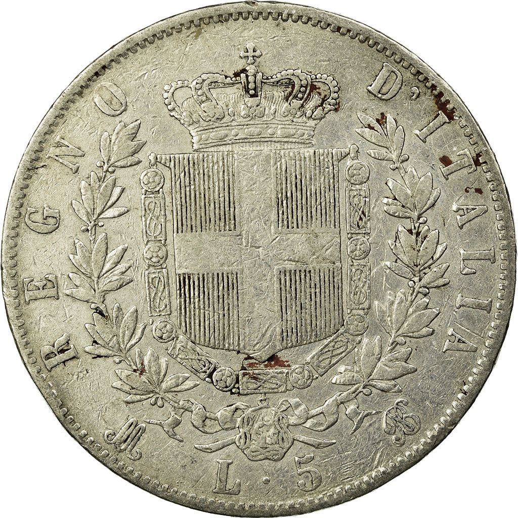 Coin, Italy, Vittorio Emanuele II, 5 Lire, 1869, Milan, VF(30-35), Silver