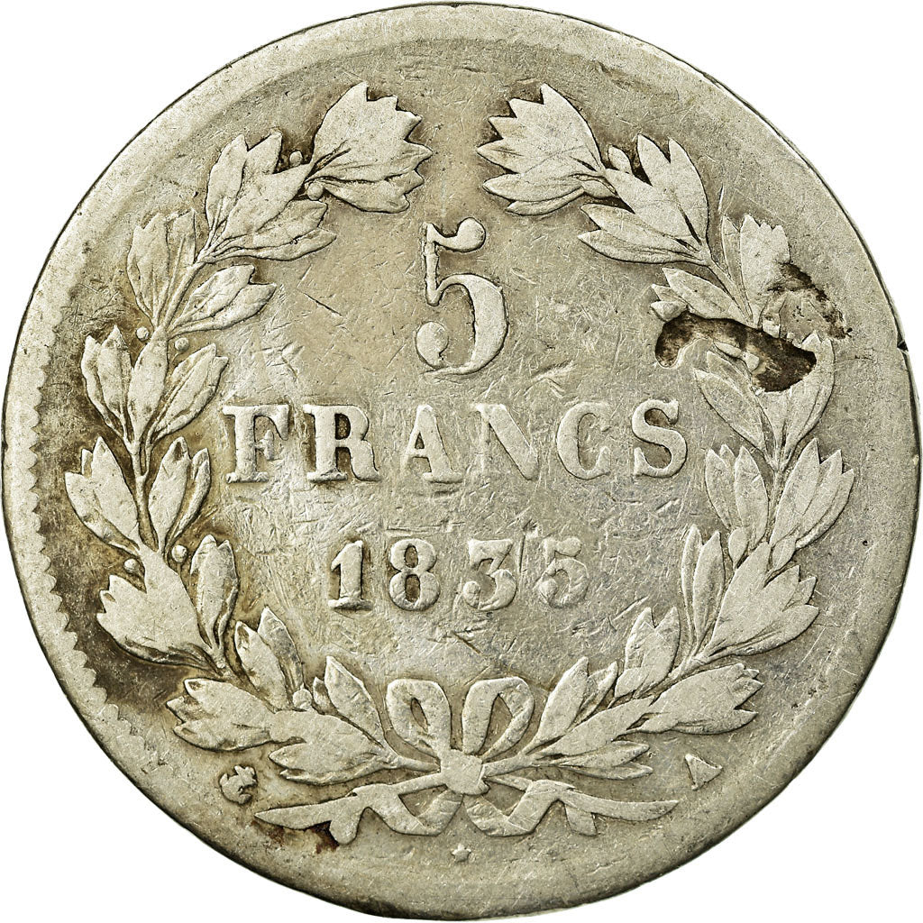 Coin, France, Louis-Philippe, 5 Francs, 1835, Paris, F(12-15), Silver, KM:749.1