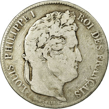 Coin, France, Louis-Philippe, 5 Francs, 1837, Rouen, VF(20-25), Silver