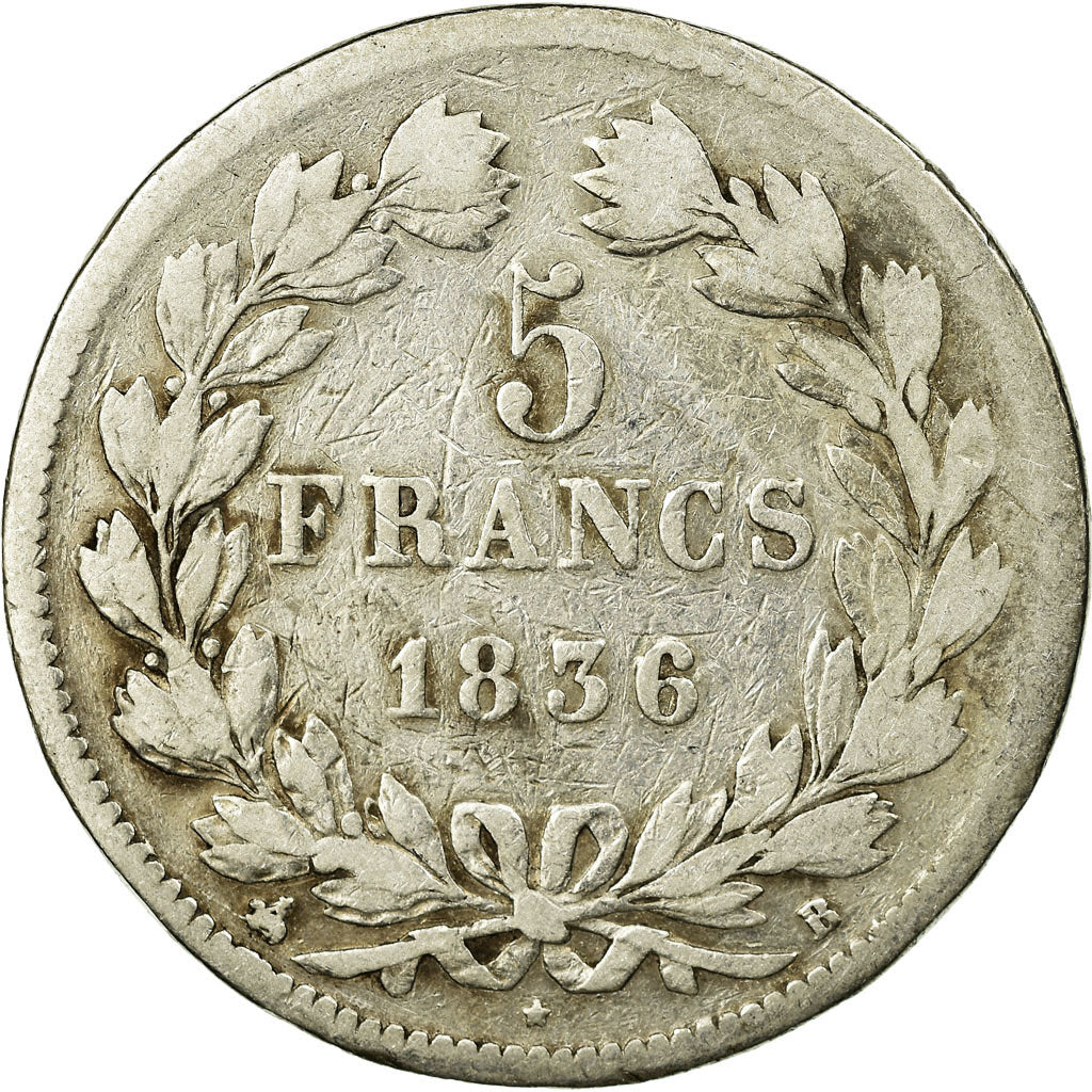 Coin, France, Louis-Philippe, 5 Francs, 1837, Rouen, VF(20-25), Silver