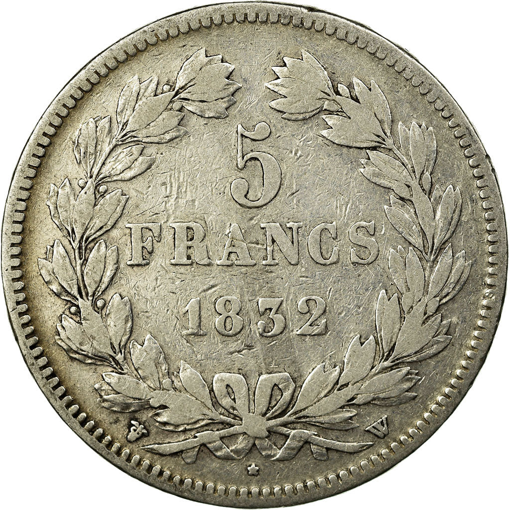 Coin, France, Louis-Philippe, 5 Francs, 1832, Lille, VF(20-25), Silver