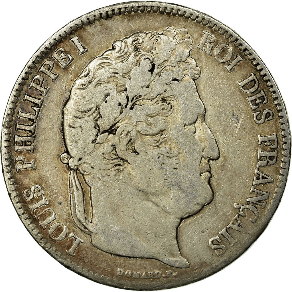Coin, France, Louis-Philippe, 5 Francs, 1833, Lyon, VF(20-25), Silver, KM:749.4