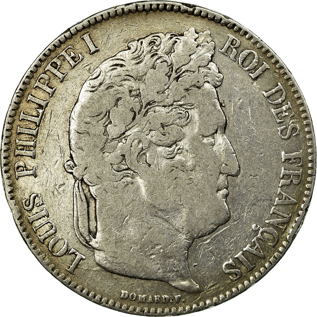 Coin, France, Louis-Philippe, 5 Francs, 1834, Rouen, VF(20-25), Silver