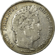 Coin, France, Louis-Philippe, 5 Francs, 1834, Rouen, VF(20-25), Silver