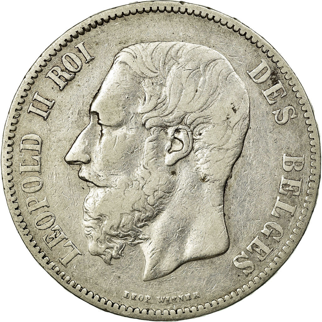 Coin, Belgium, Leopold II, 5 Francs, 5 Frank, 1868, VF(30-35), Silver, KM:24
