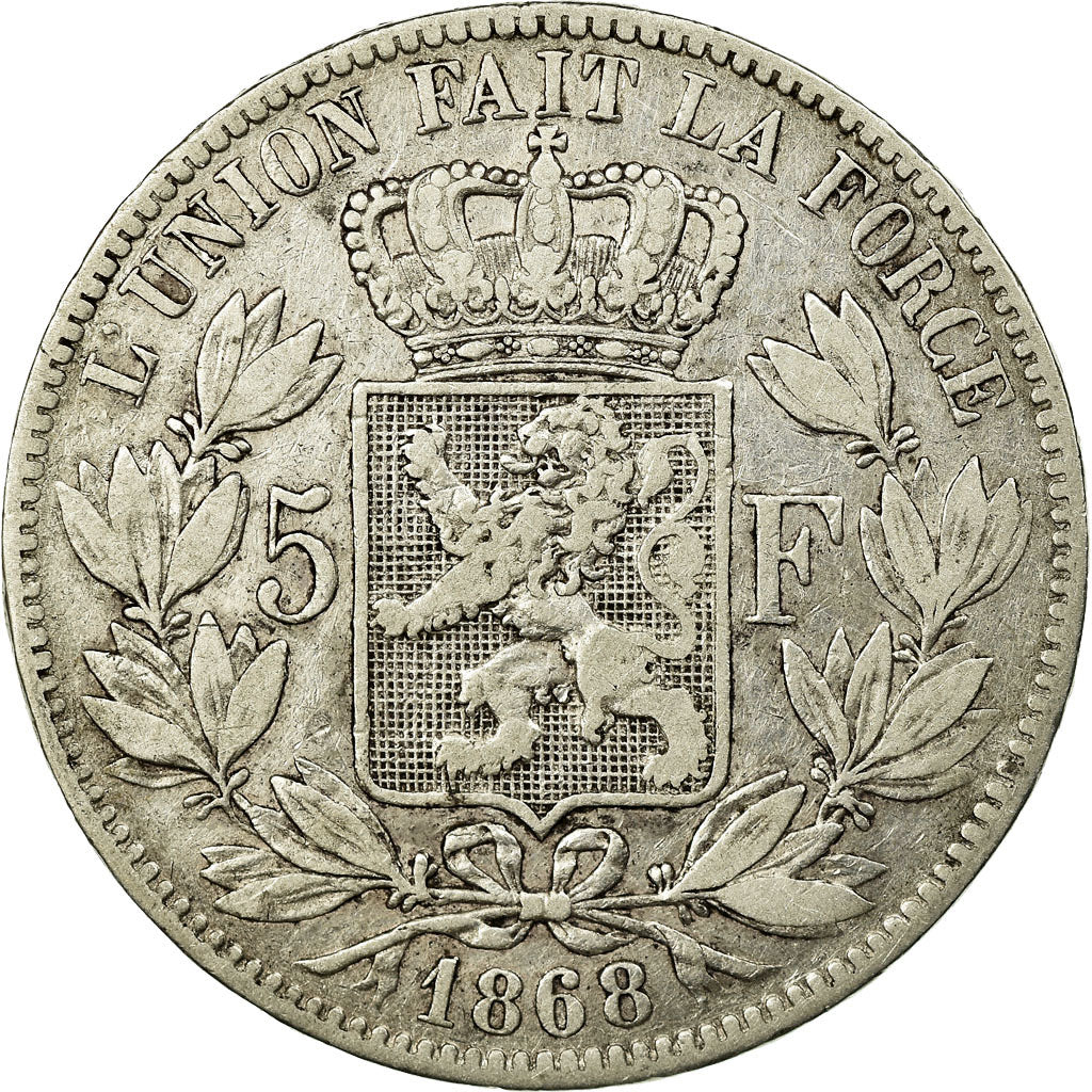 Coin, Belgium, Leopold II, 5 Francs, 5 Frank, 1868, VF(30-35), Silver, KM:24