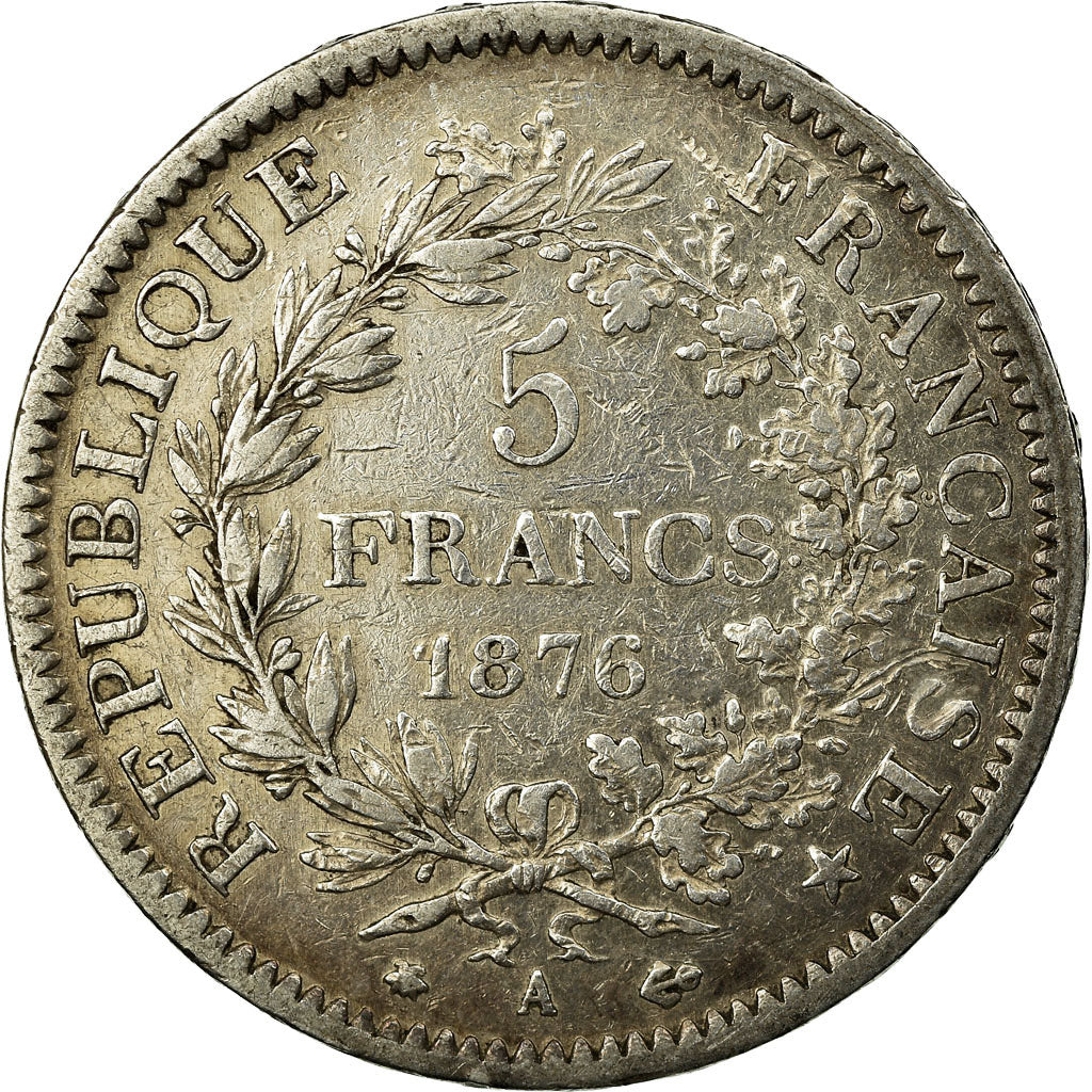 Coin, France, Hercule, 5 Francs, 1876, Paris, VF(30-35), Silver, KM:820.1