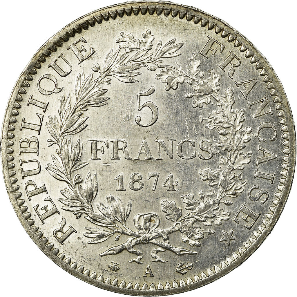 Coin, France, Hercule, 5 Francs, 1874, Paris, AU(55-58), Silver, KM:820.1