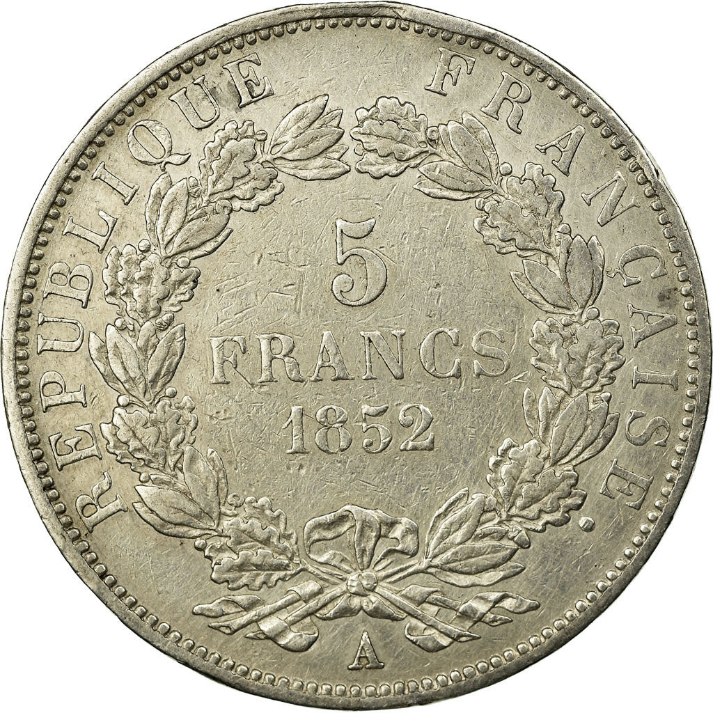 Coin, France, Napoléon III, 5 Francs, 1852, Paris, EF(40-45), Silver, KM:773.1