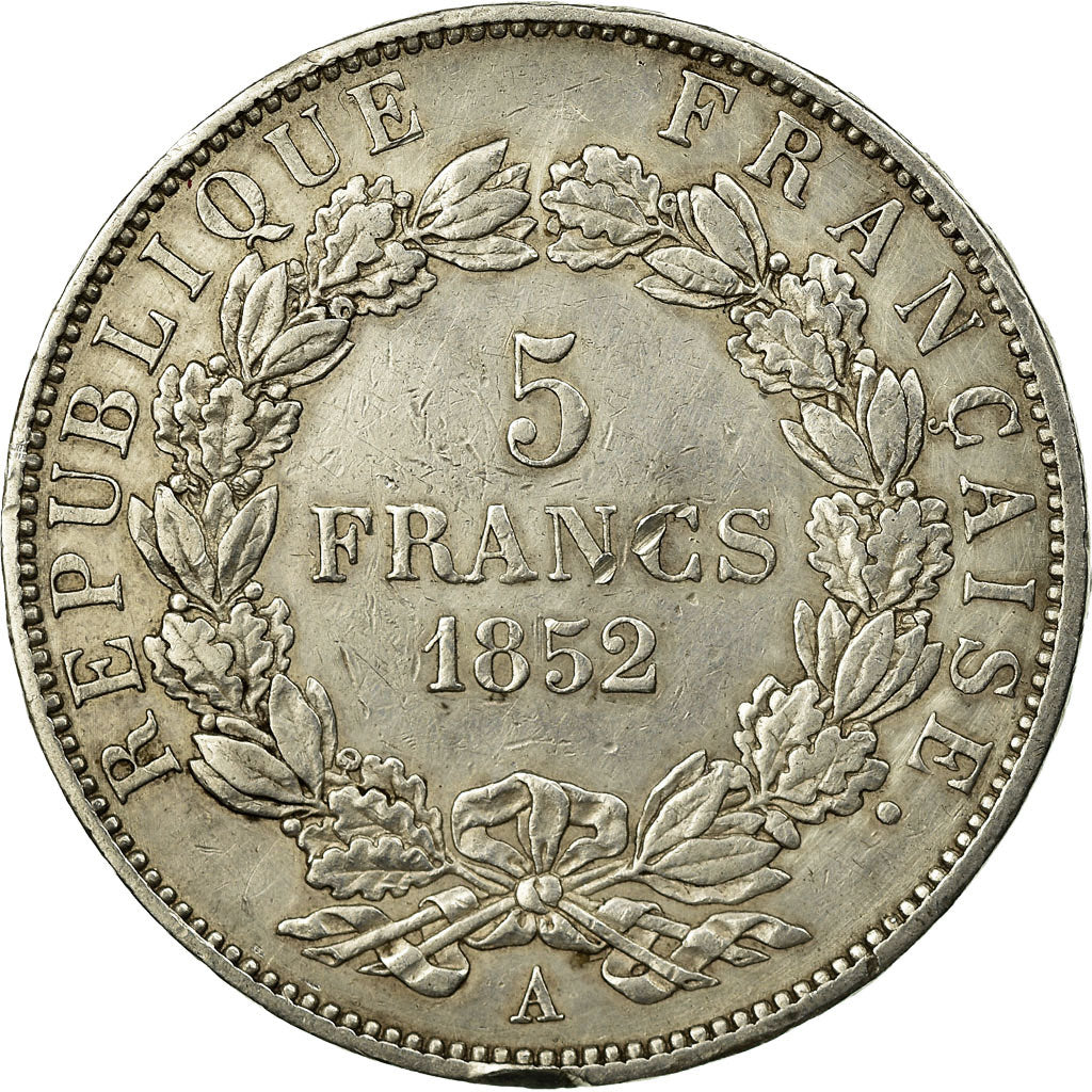Coin, France, Napoléon III, 5 Francs, 1852, Paris, EF(40-45), Silver, KM:773.1
