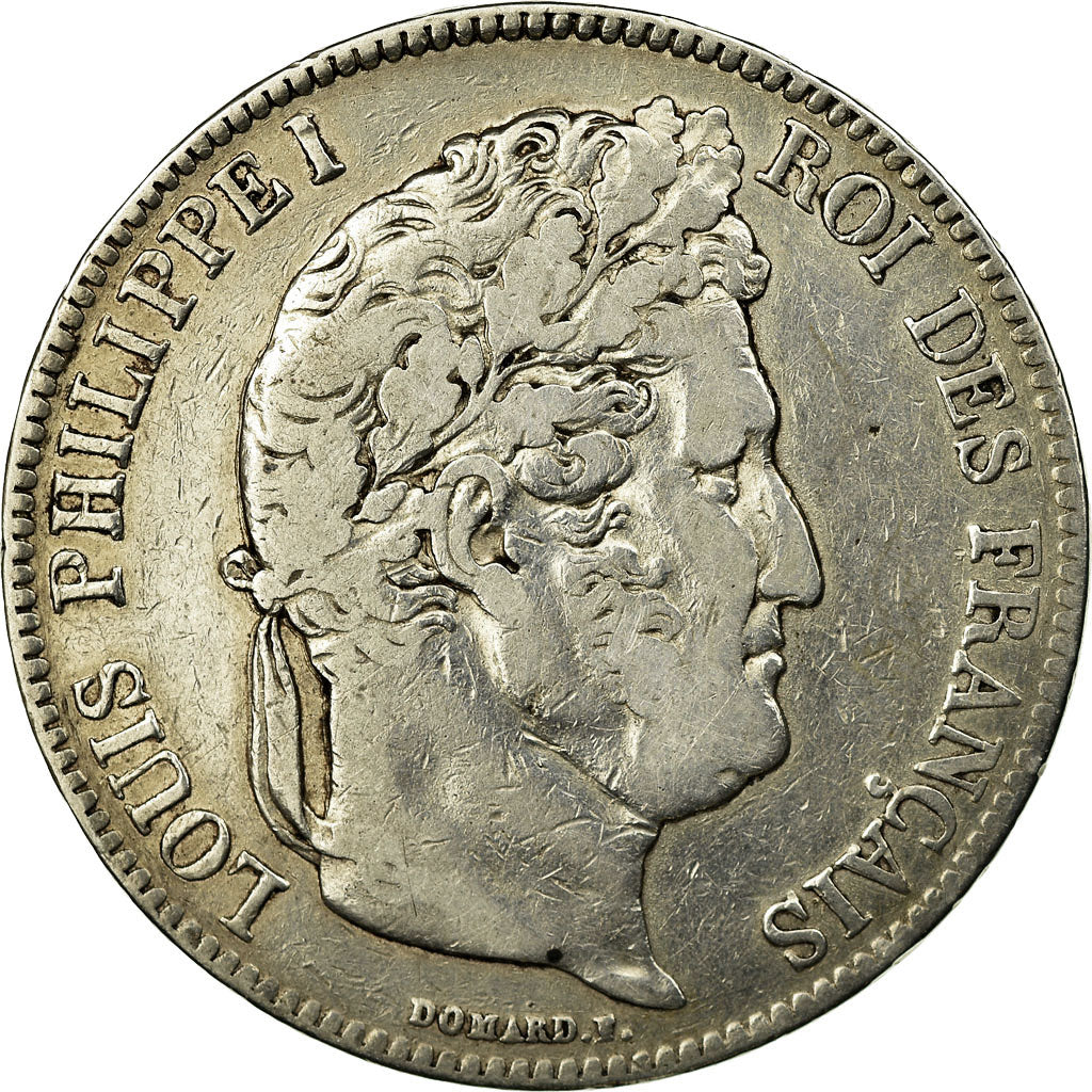 Moneta, Francia, Louis-Philippe, 5 Francs, 1834, Rouen, MB+, Argento, KM:749.2
