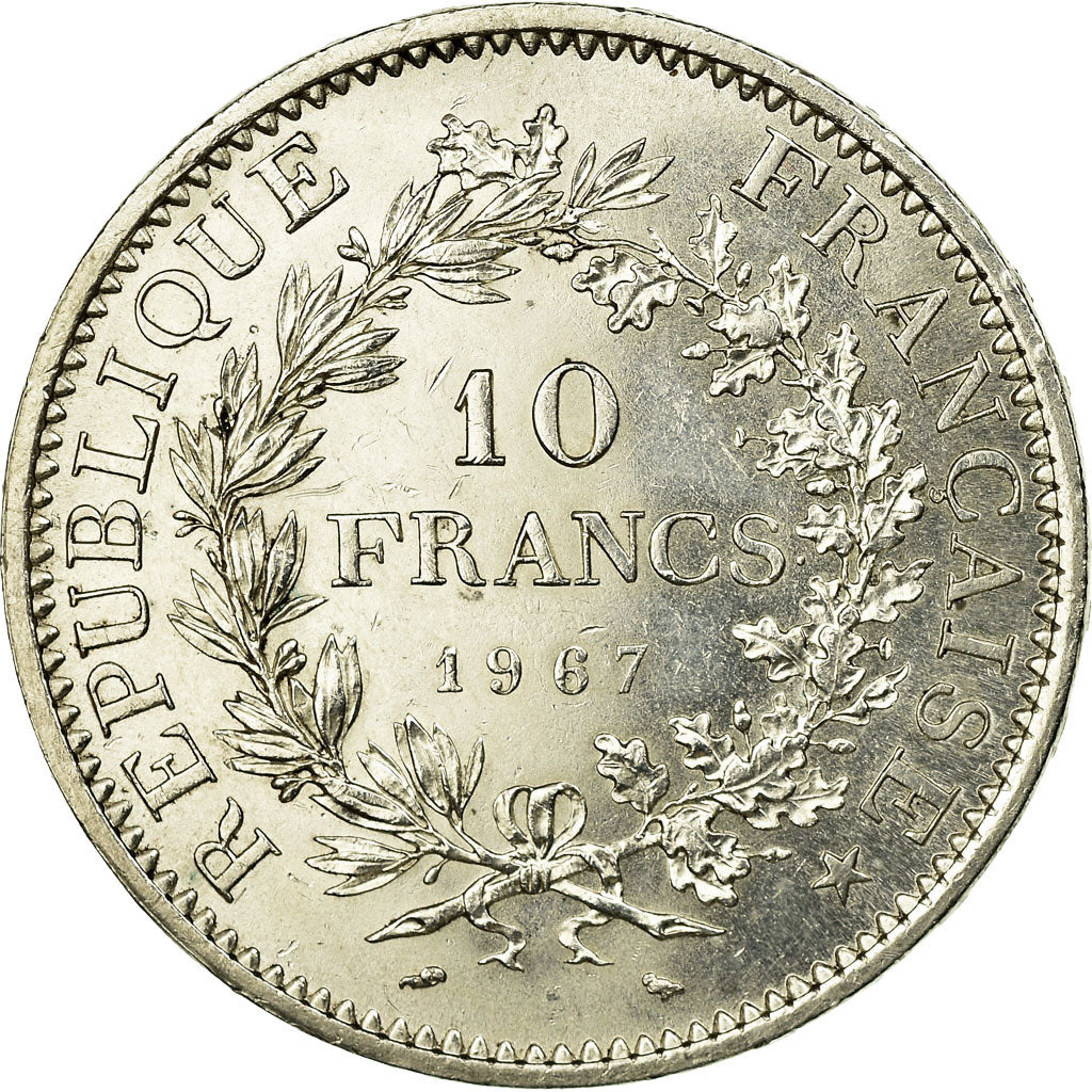 Moeda, França, Hercule, 10 Francs, 1967, Paris, AU(55-58), Prata, KM:932