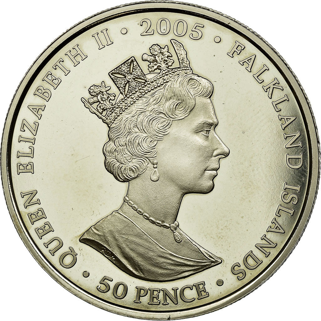 Coin, Falkland Islands, 50 Pence, 2005, MS(65-70), Copper-nickel