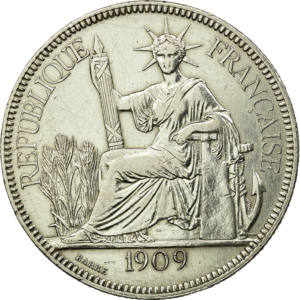Monnaie, FRENCH INDO-CHINA, Piastre, 1909, Paris, TTB, Argent, KM:5a.1