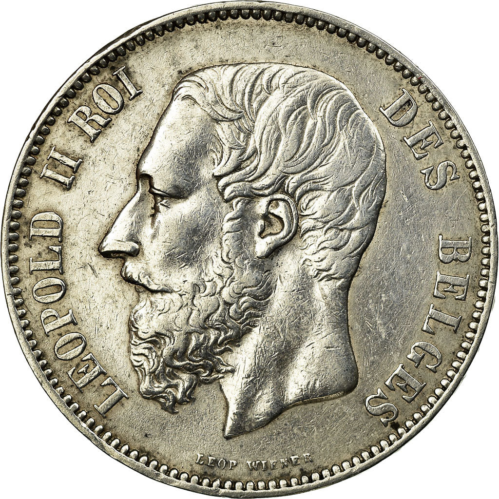 Coin, Belgium, Leopold II, 5 Francs, 5 Frank, 1874, AU(50-53), Silver, KM:24