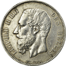 Coin, Belgium, Leopold II, 5 Francs, 5 Frank, 1874, AU(50-53), Silver, KM:24