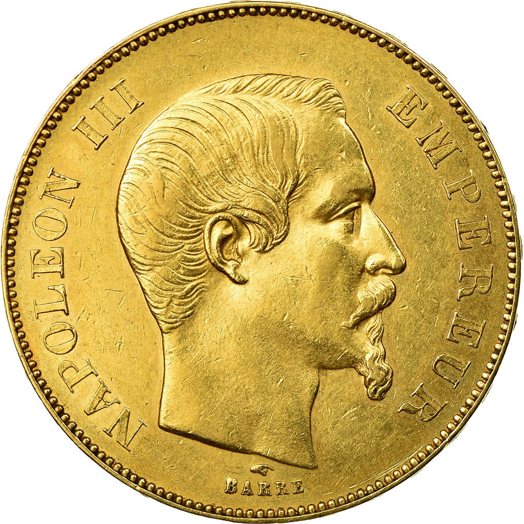 Moeda, França, Napoleon III, 50 Francs, 1855, Paris, AU(50-53), KM 1111