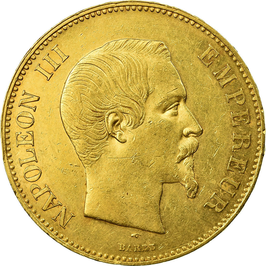Coin, France, Napoleon III,100 Francs, 1857, Paris, Gold, AU(50-53), KM 786.1