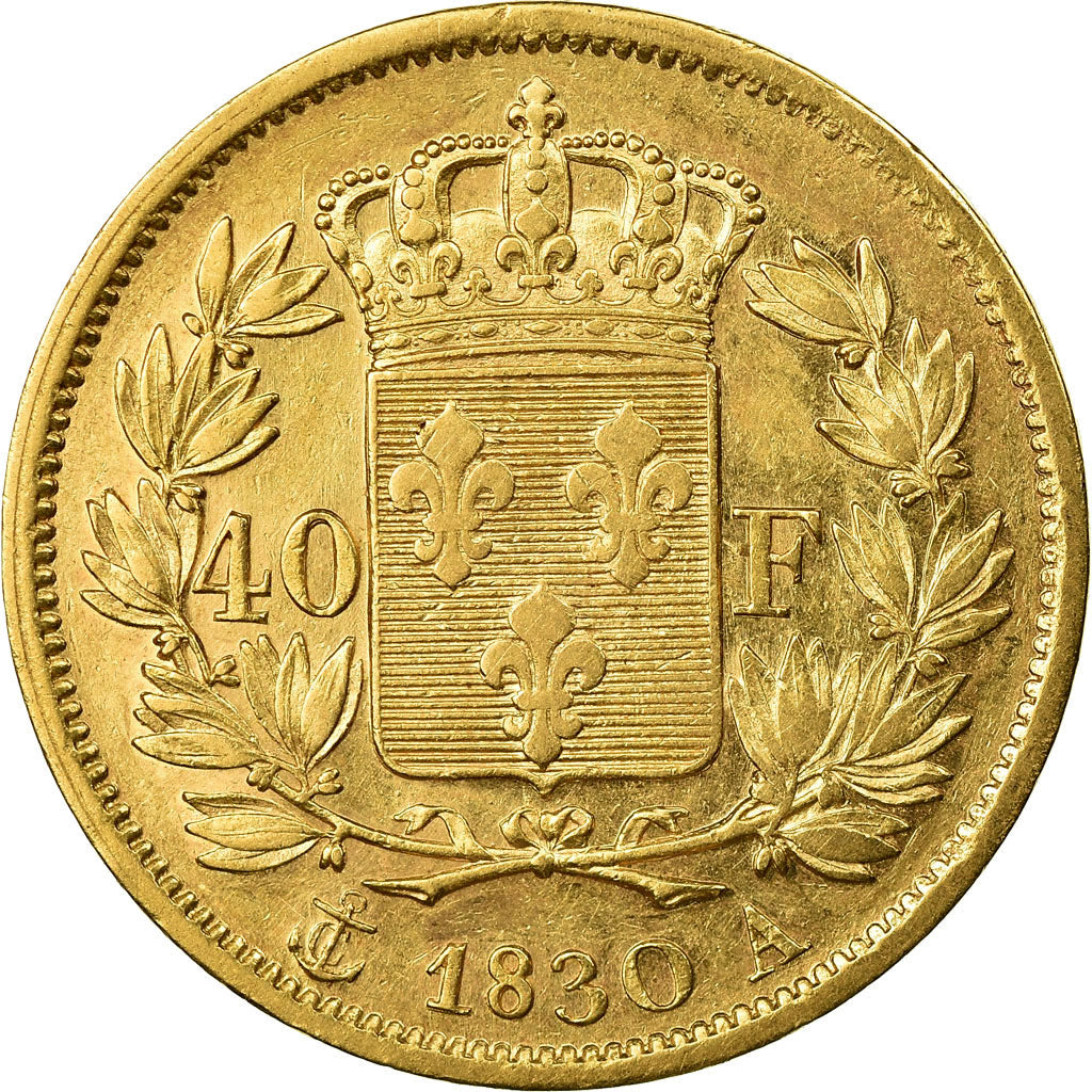 Moeda, França, Charles X, 40 Francs, 1830, Paris, EF(40-45), Dourado, KM:721.1