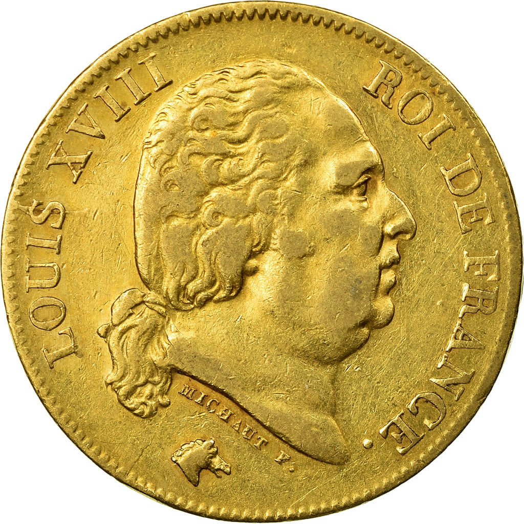Coin, France, Louis XVIII, 40 Francs, 1818, Lille, EF(40-45), Gold, KM 713.6