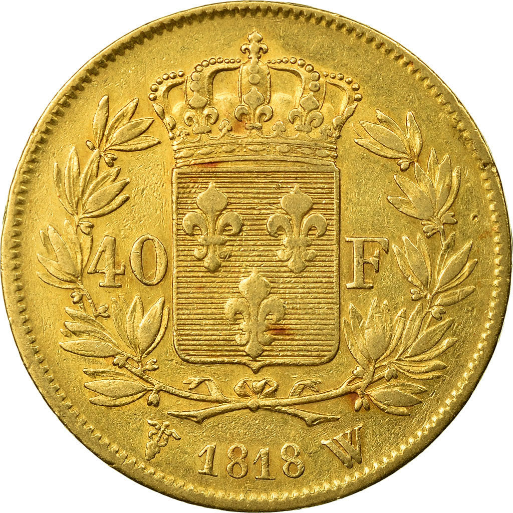 Coin, France, Louis XVIII, 40 Francs, 1818, Lille, EF(40-45), Gold, KM 713.6