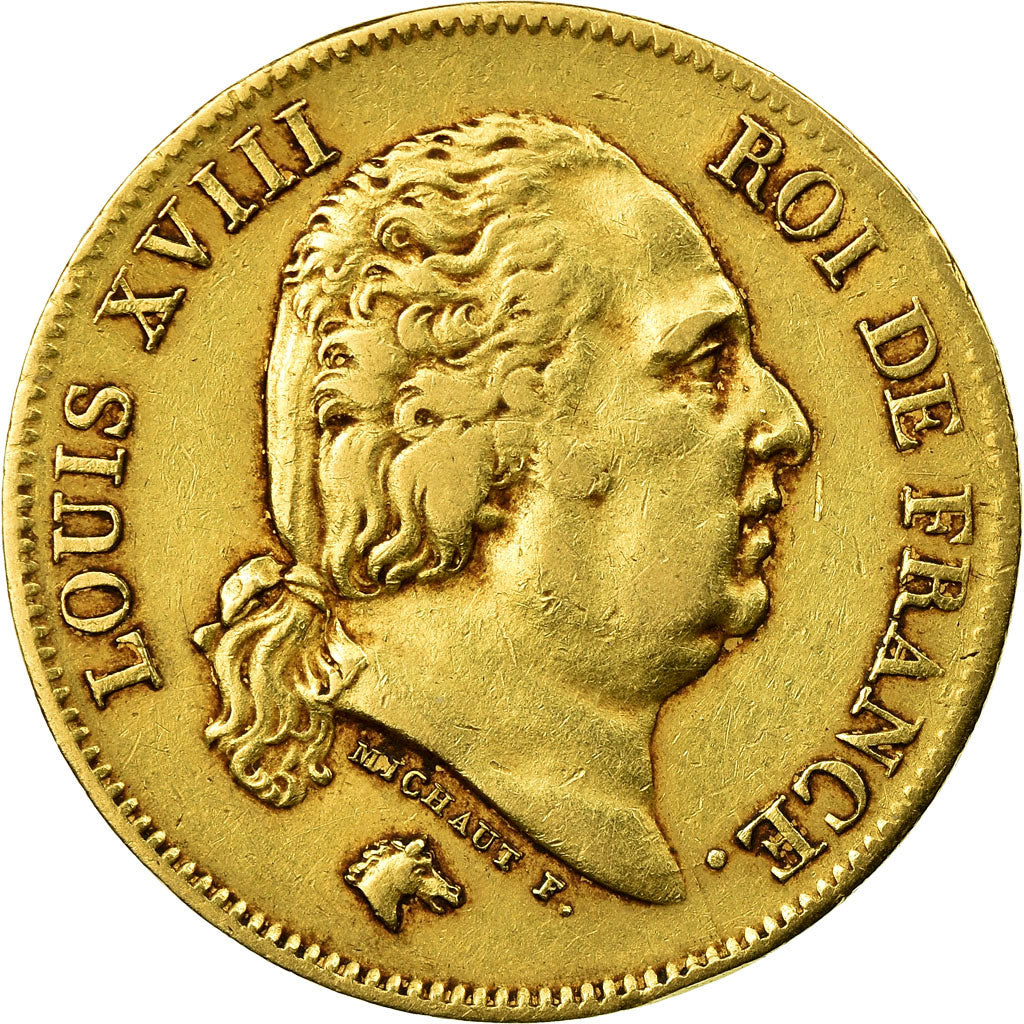 Moneta, Francja, Louis XVIII, 40 Francs, 1818, Lille, EF(40-45), KM 713.6