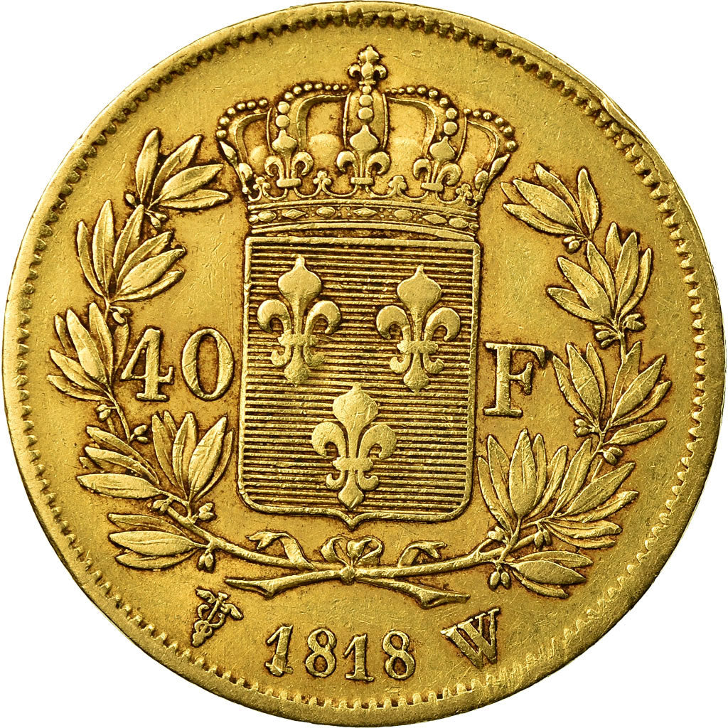 Moneta, Francja, Louis XVIII, 40 Francs, 1818, Lille, EF(40-45), KM 713.6