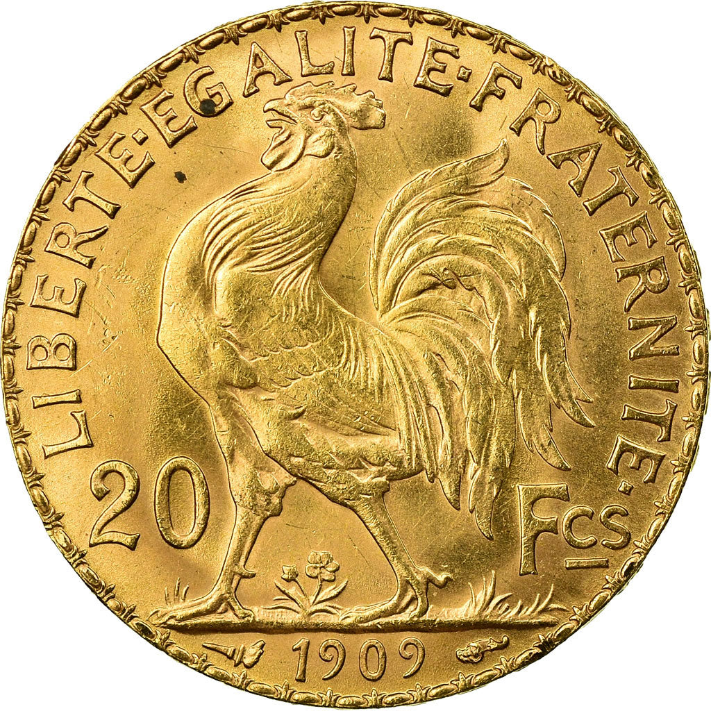 Coin, France, Marianne, 20 Francs, 1909, Paris, AU(50-53), Gold, KM:857