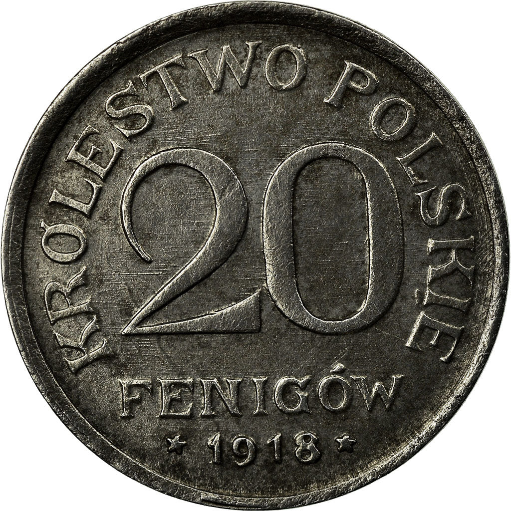 Münze, Polen, 20 Fenigow, 1918, Stuttgart, Germany, SS+, Iron, KM:7