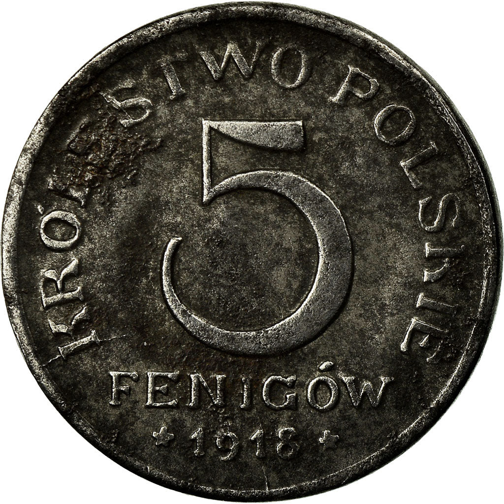 Coin, Poland, 5 Fenigow, 1918, Stuttgart, Germany, EF(40-45), Iron, KM:5