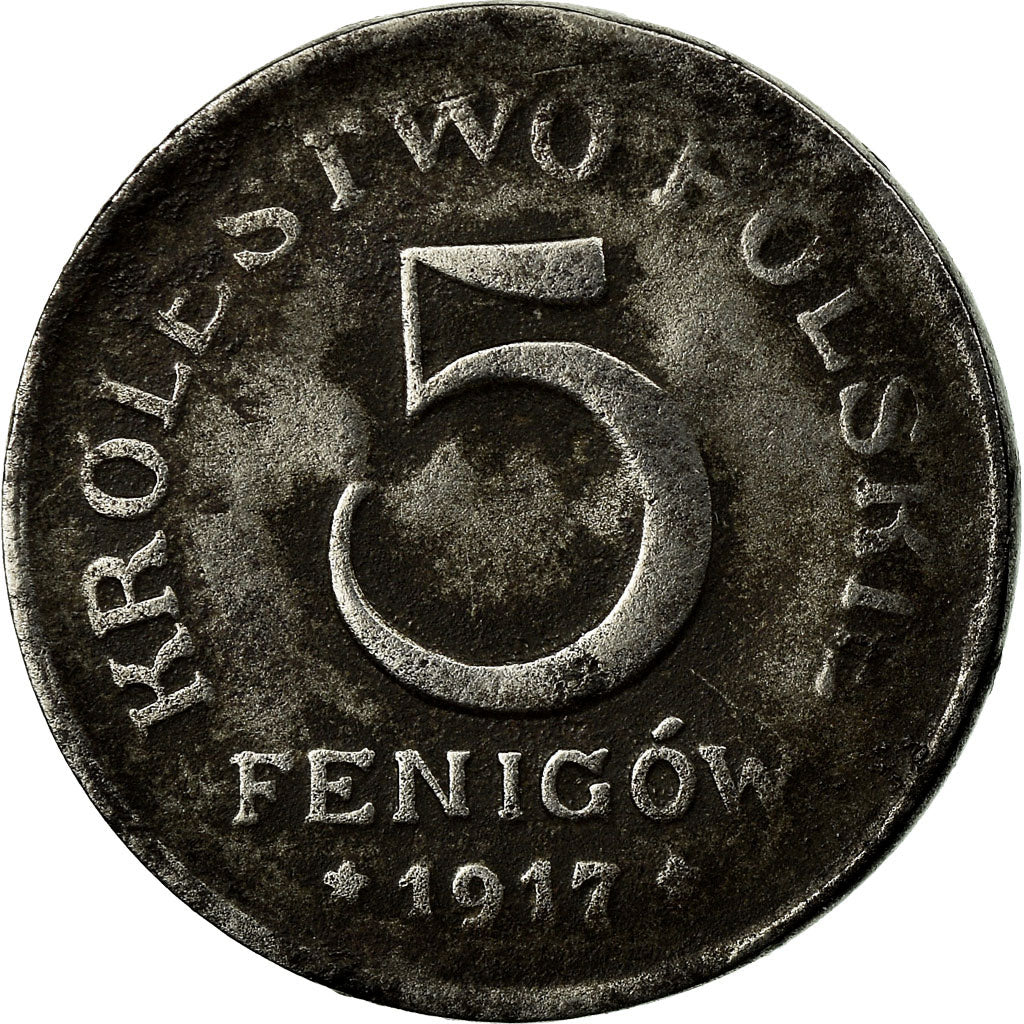 Coin, Poland, 5 Fenigow, 1917, Stuttgart, Germany, EF(40-45), Iron, KM:5