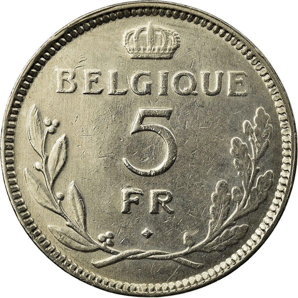 Coin, Belgium, 5 Francs, 5 Frank, 1937, AU(50-53), Nickel, KM:108
