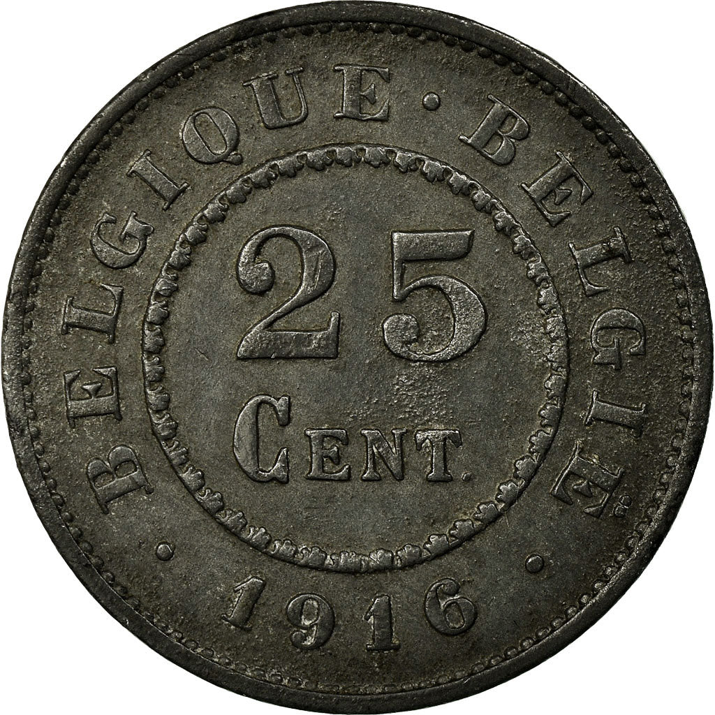 Moneda, Bélgica, 25 Centimes, 1916, MBC+, Cinc, KM:82