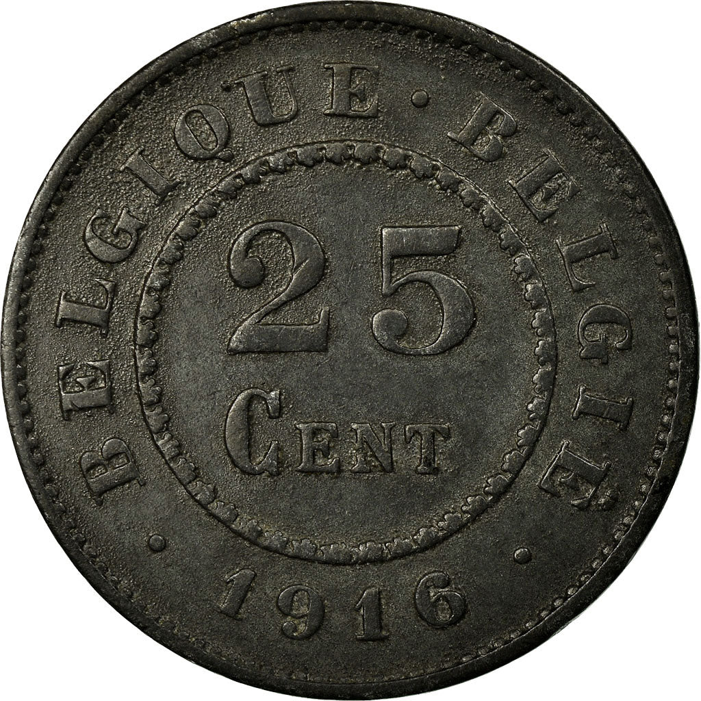 Munten, België, 25 Centimes, 1916, ZF+, Zinc, KM:82
