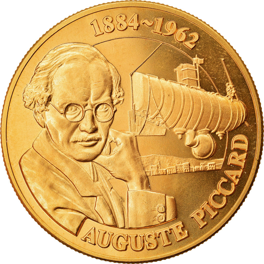 Szwajcaria, Medal, Auguste Piccard, Nauka i technologia, MS(64), Pokryte Miedź-