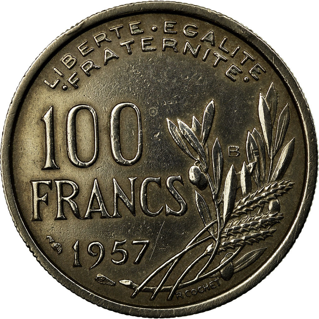 Munten, Frankrijk, Cochet, 100 Francs, 1957, ZF+, Copper-nickel, KM:919.1